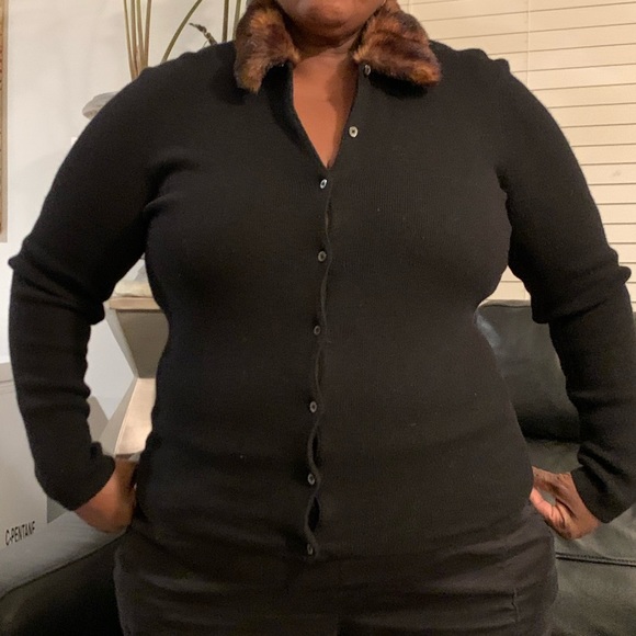 Black Ralph Lauren Rabbit Hair Cardigan - Picture 3 of 6